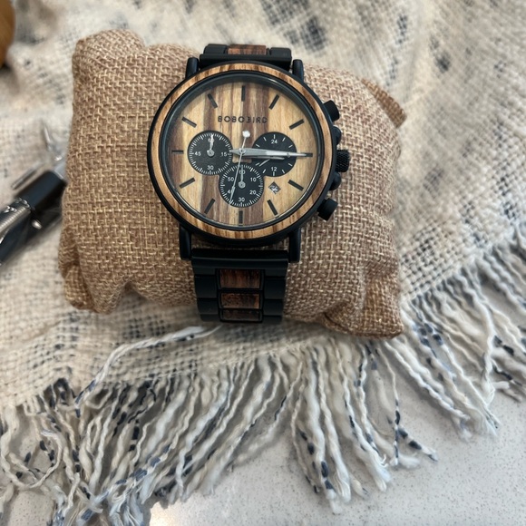Black and Brown Men's Watch BoBo Bird all natural wood product